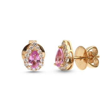 JPERG-3704/10300 Pink Sapphire Diamond Earring | 18K