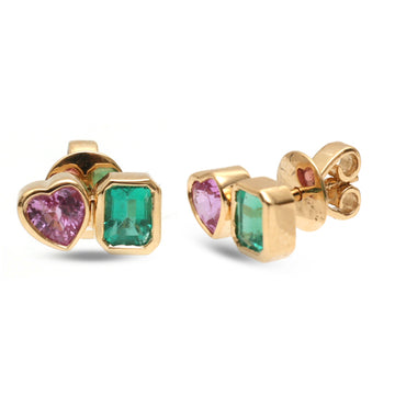 JPERG-3707/10303 Pink Sapphire Emerald Earring | 18K