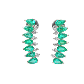 JPERG-3708/10304 Emerald Diamond Earring | 18K