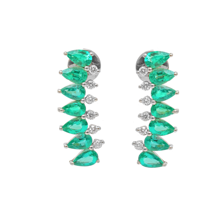 JPERG-3708/10304 Emerald Diamond Earring | 18K