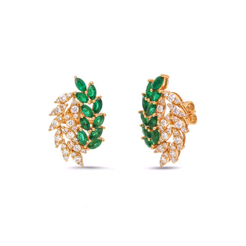 JPERG-3716/10348 Emerald Diamond Earring | 18K