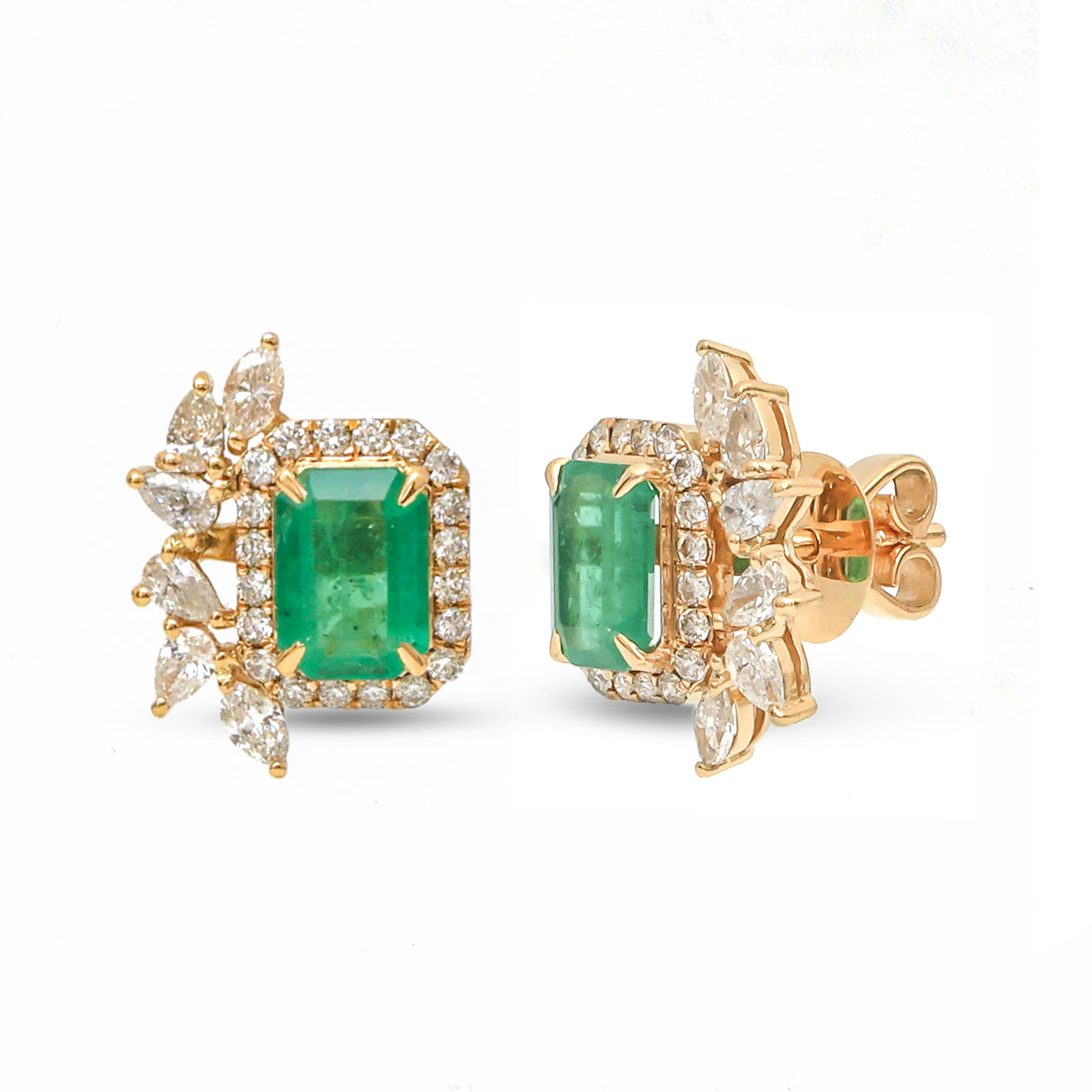 JPERG-3718/10350 Diamond Emerald Earring | 18K