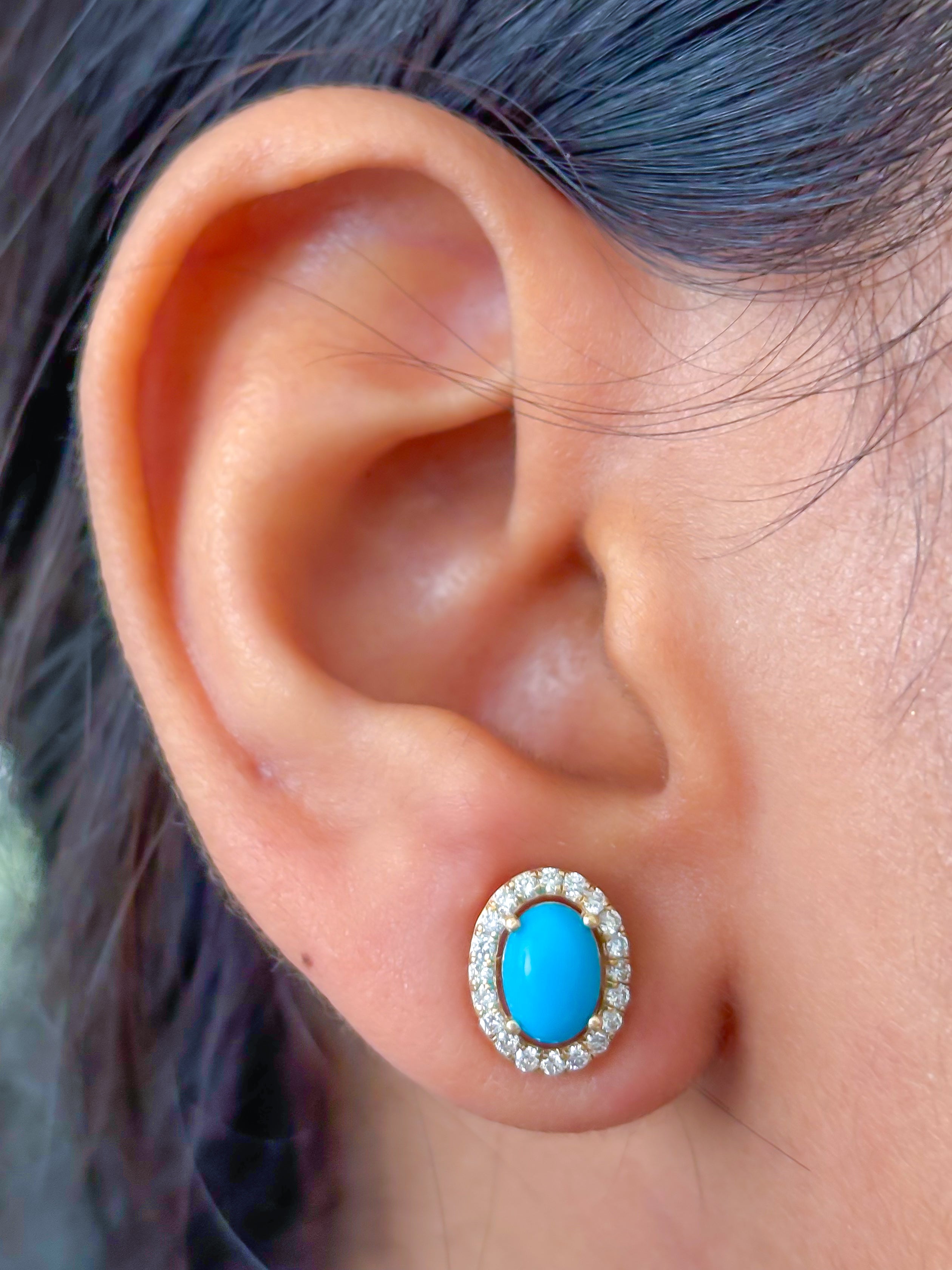 JPERG-3722/10354 Turquoise Diamond Earring | 14K