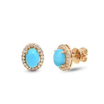 JPERG-3722/10354 Turquoise Diamond Earring | 14K