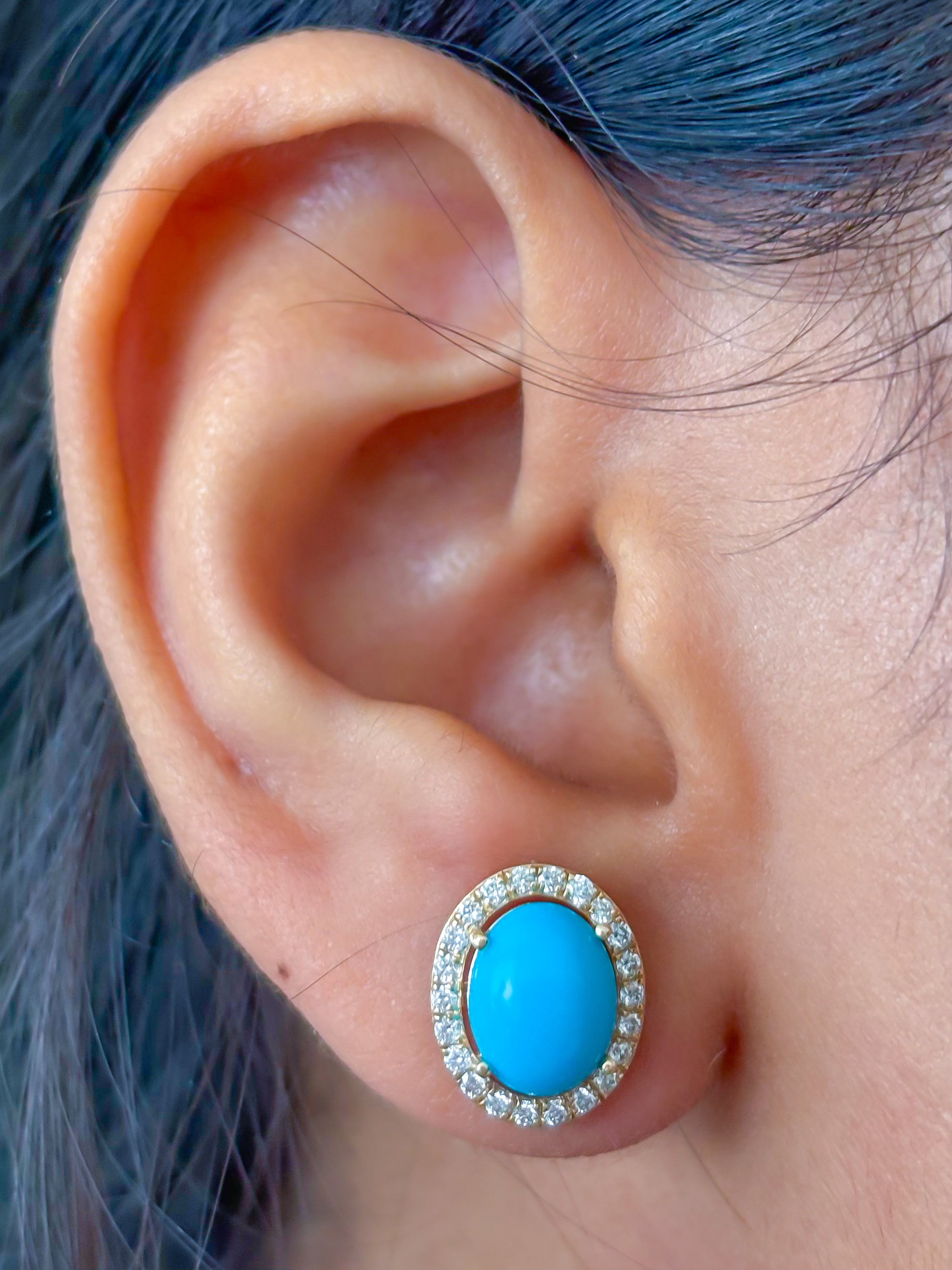 JPERG-3723/10355 Turquoise Diamond Earring | 14K