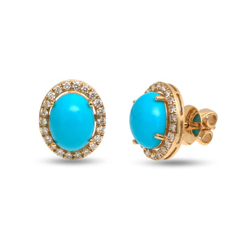 JPERG-3723/10355 Turquoise Diamond Earring | 14K