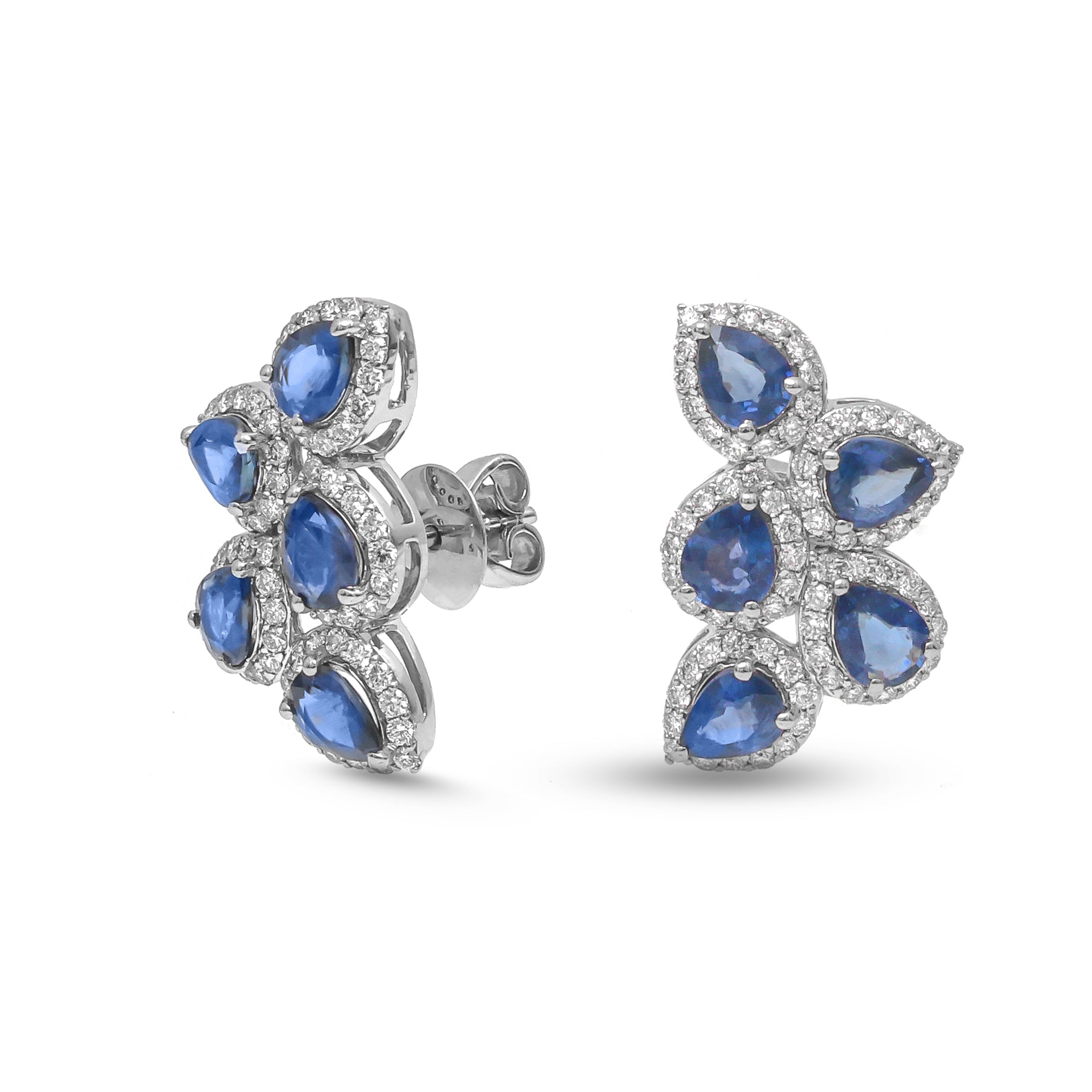 JPERG-3730/10380 Blue Sapphire Diamond Earring | 18K