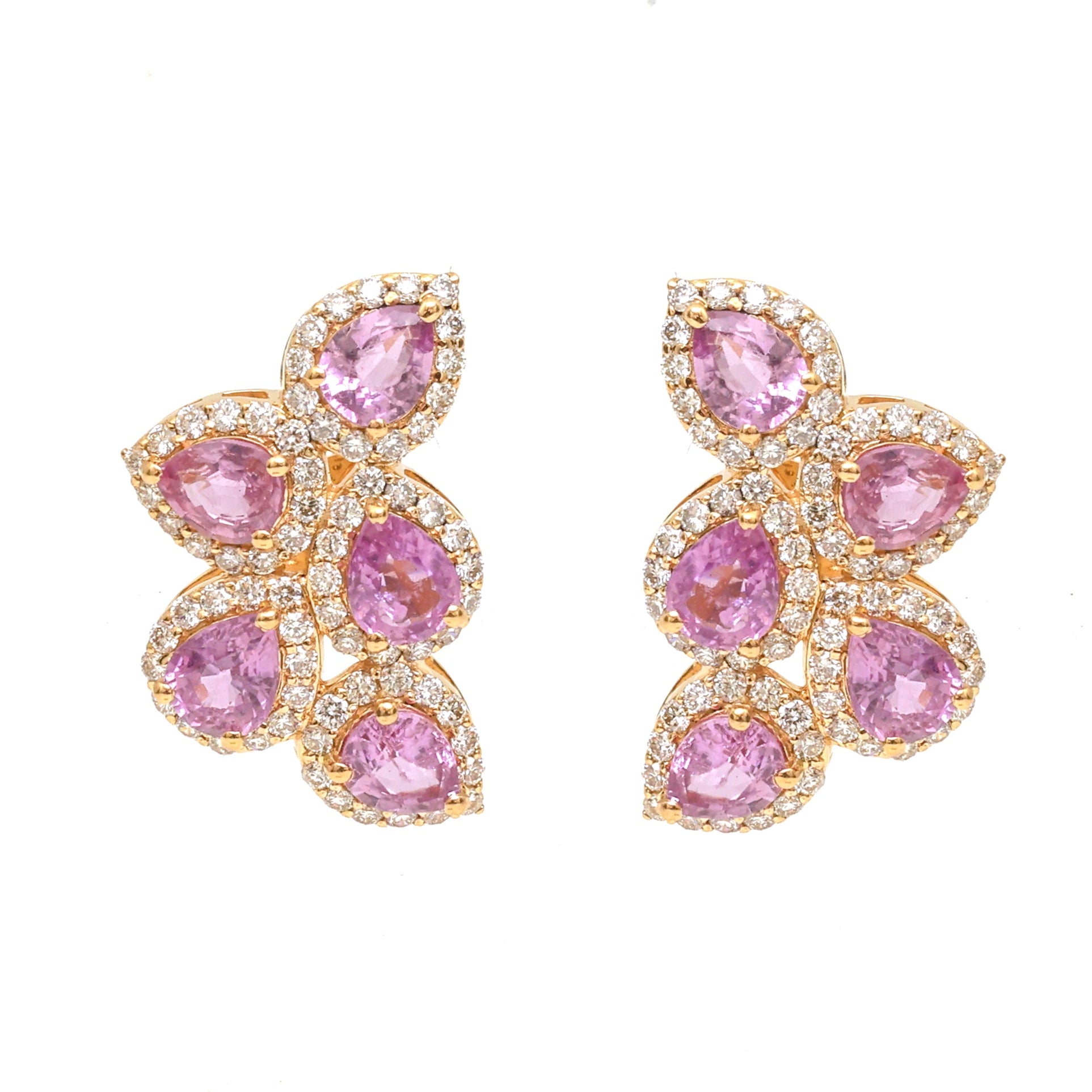 JPERG-3735/10385 Pink Sapphire Diamond Earring | 18K