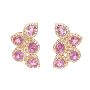 JPERG-3735/10385 Pink Sapphire Diamond Earring | 18K