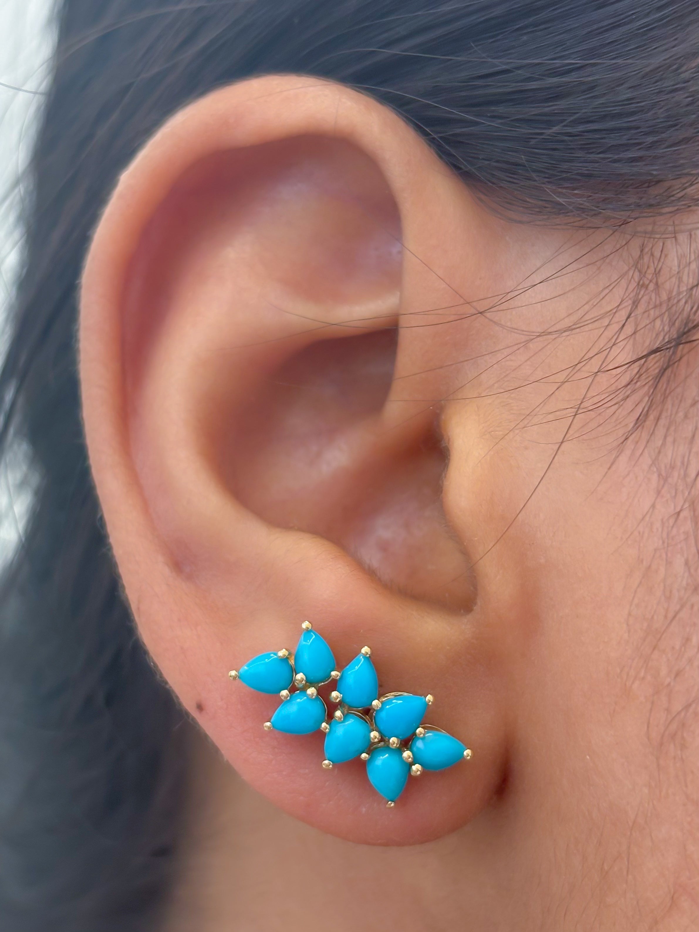 JPERG-3758/10462 Turquoise Earring | 18K