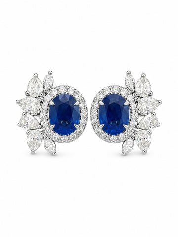 JPERG-3759/10466 Diamond Blue Sapphire Earring | 18K