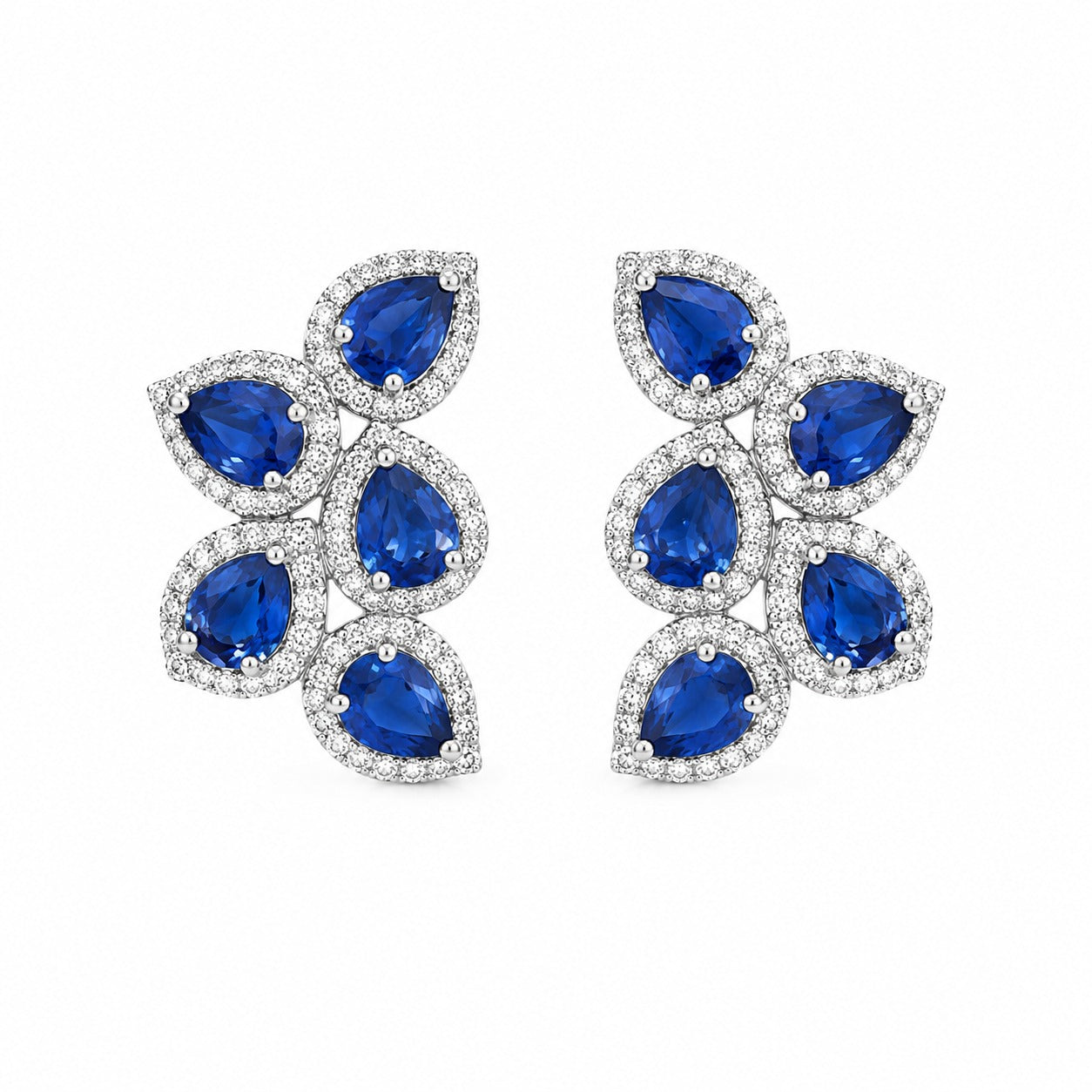 JPERG-3760/10467 Blue Sapphire Diamond Earring | 18K