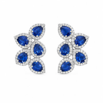 JPERG-3760/10467 Blue Sapphire Diamond Earring | 18K
