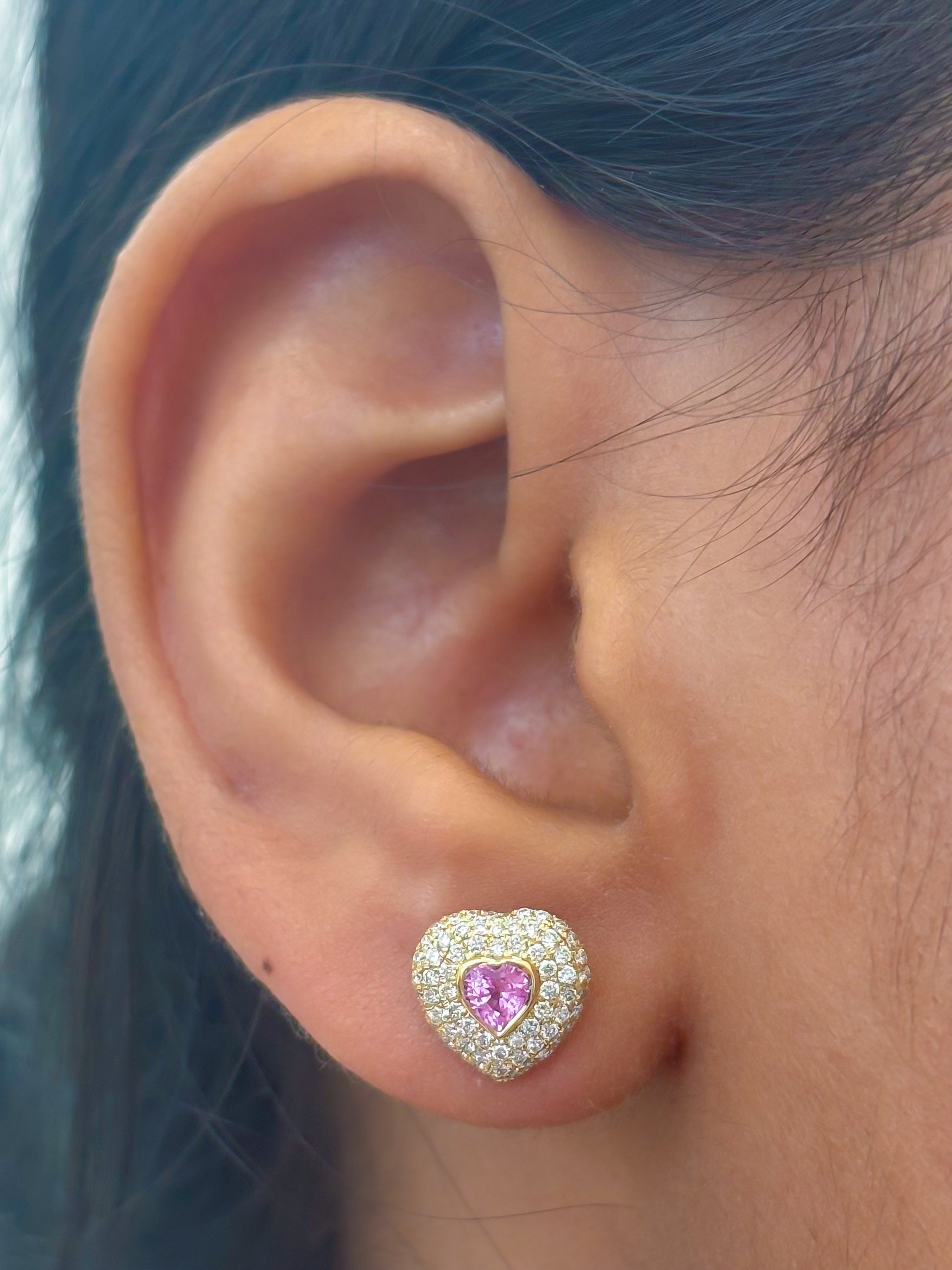 JPERG-3765/10480 Pink Sapphire Diamond Earring | 14K