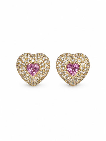 JPERG-3765/10480 Pink Sapphire Diamond Earring | 14K