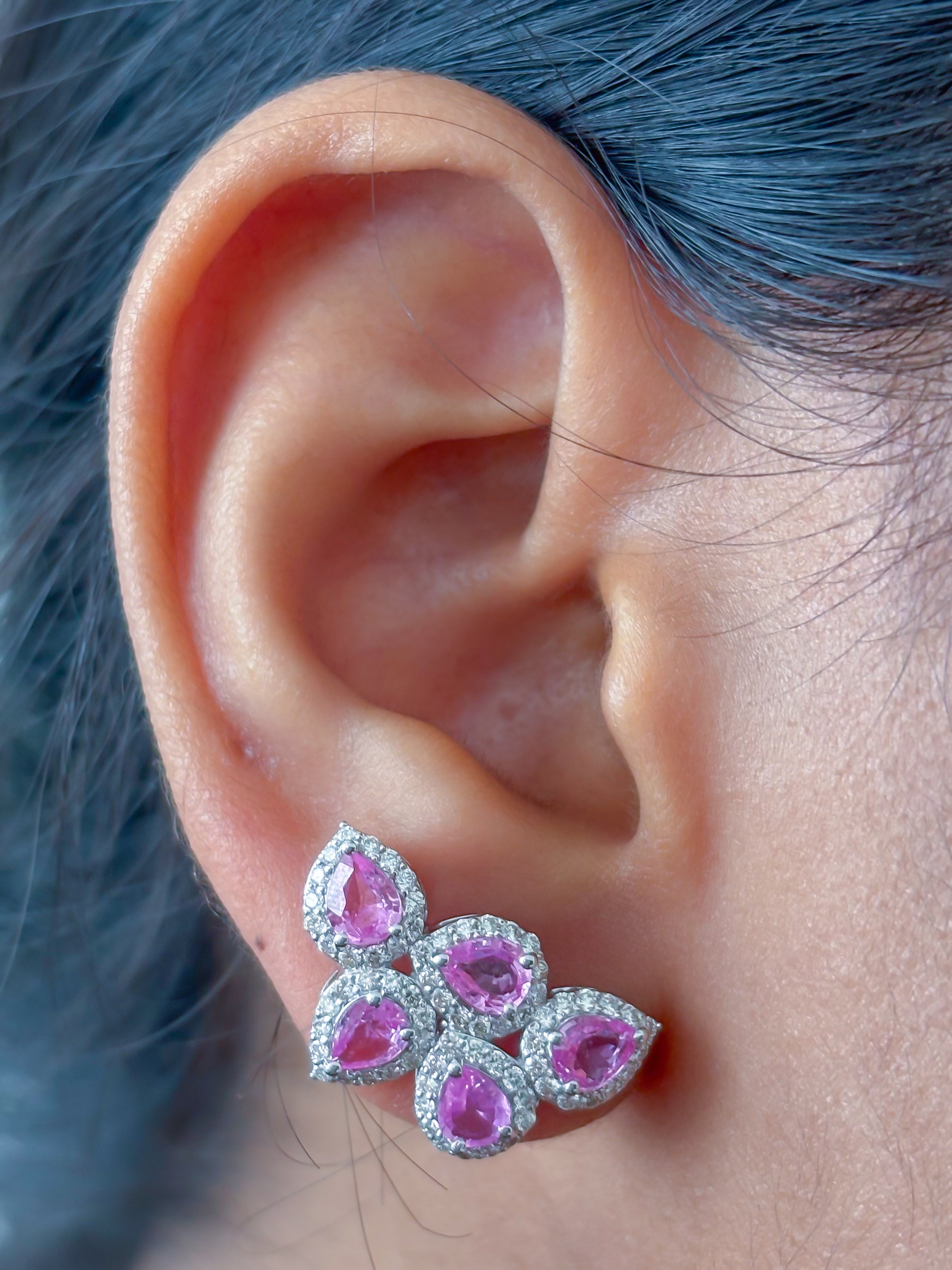 JPERG-3773/10504 Pink Sapphire Diamond Earring | 18K
