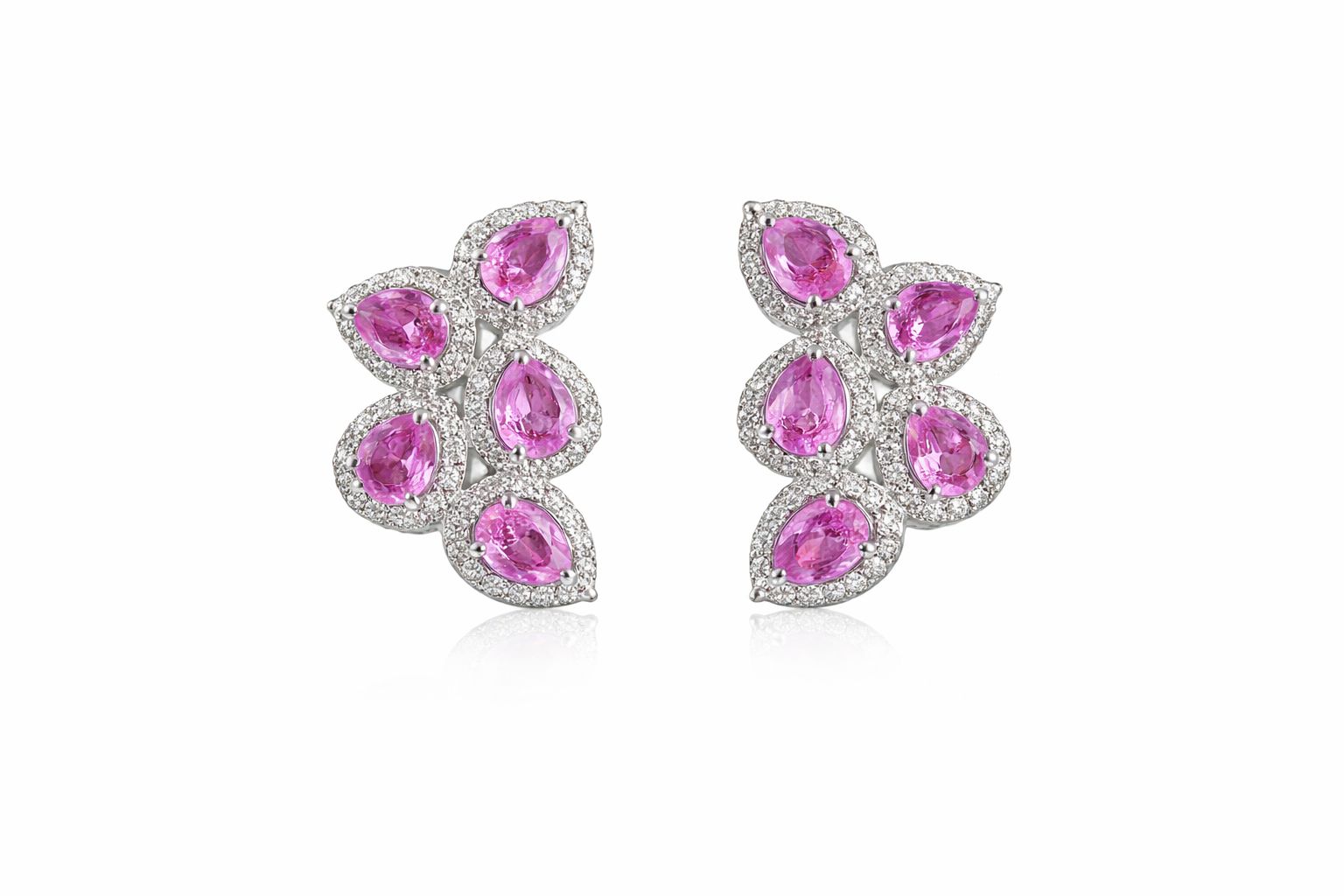 JPERG-3773/10504 Pink Sapphire Diamond Earring | 18K
