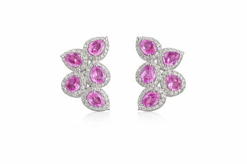 JPERG-3773/10504 Pink Sapphire Diamond Earring | 18K
