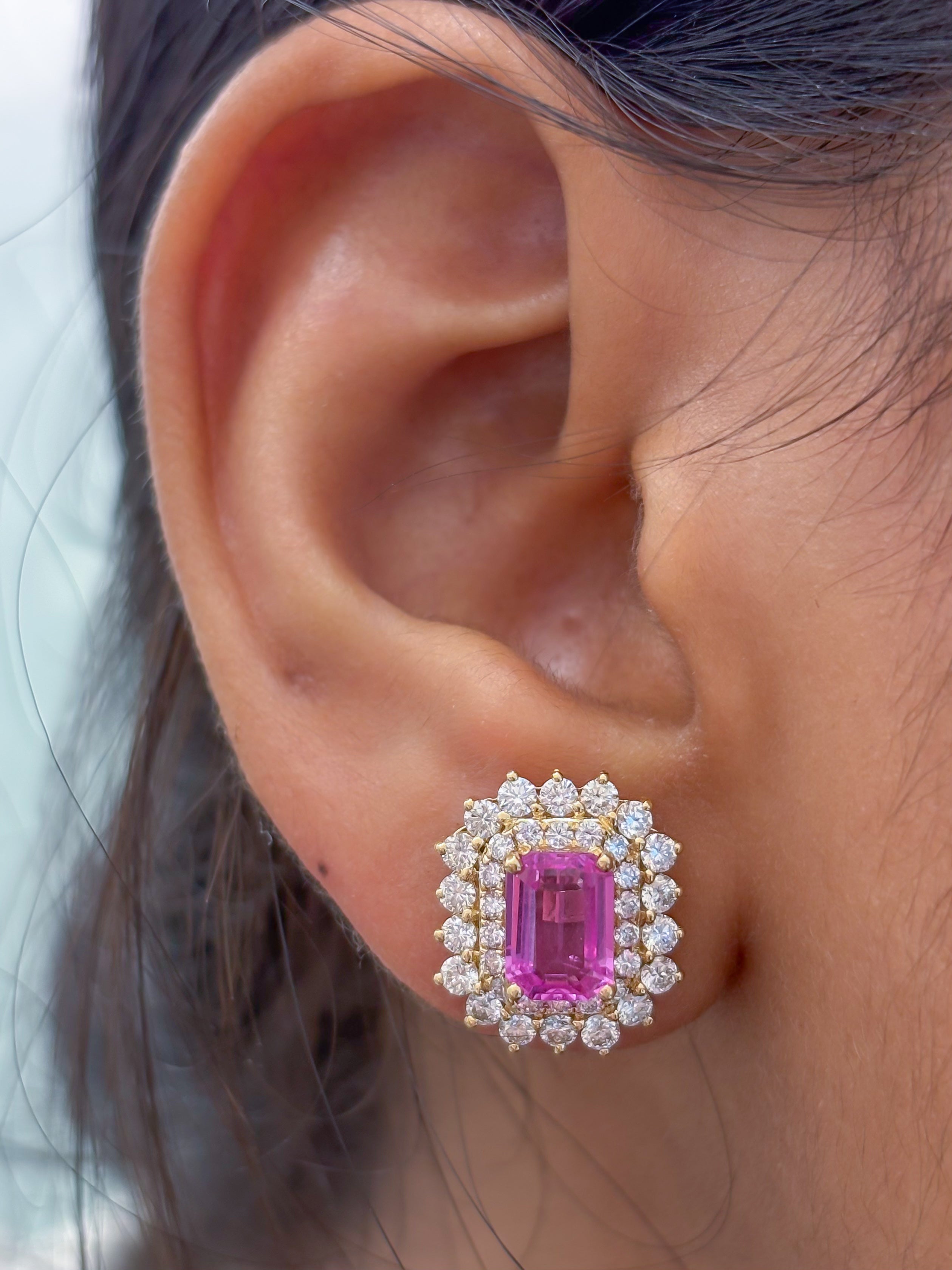 JPERG-3775/10515 Pink Sapphire Diamond Earring | 18K