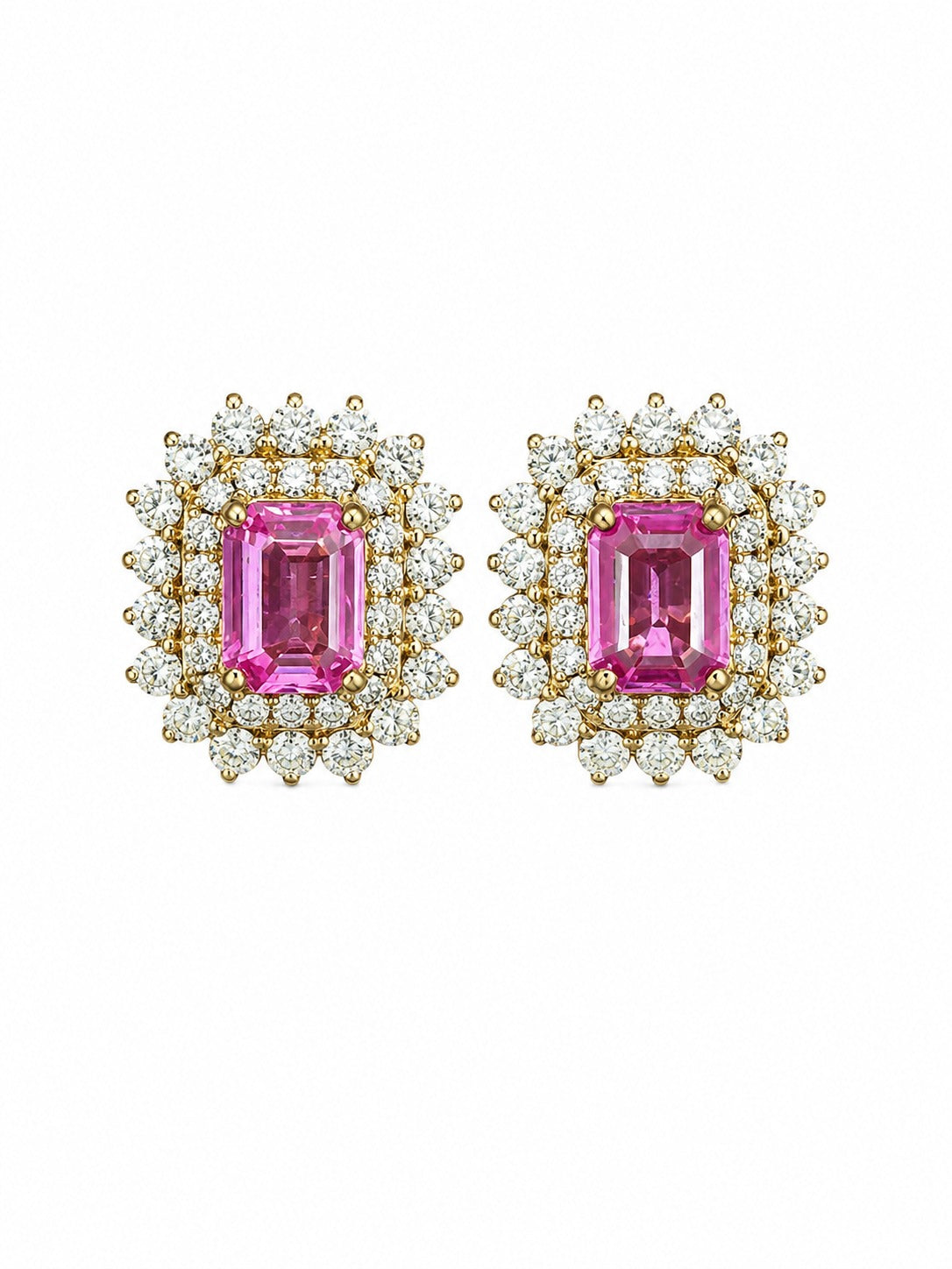 JPERG-3776/10518 Pink Sapphire Diamond Earring | 18K