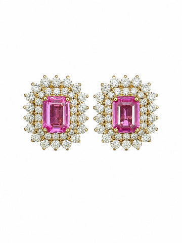 JPERG-3776/10518 Pink Sapphire Diamond Earring | 18K