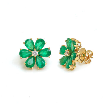 JPERG-3789/10551 Emerald Diamond Earring | 18K