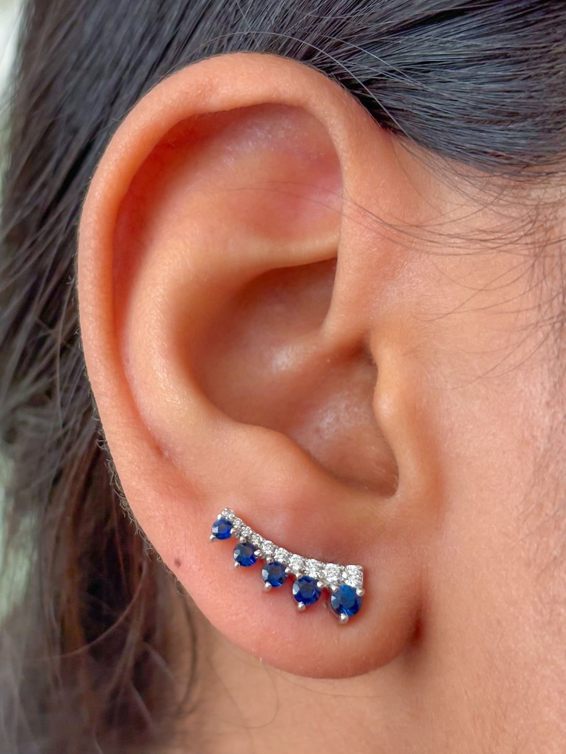 JPERG-3790/10552 Blue Sapphire Diamond Earring | 18K