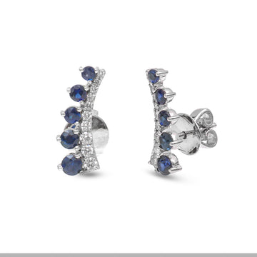 JPERG-3790/10552 Blue Sapphire Diamond Earring | 18K
