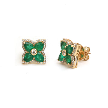 JPERG-3791/10561 Emerald Diamond Earring | 18K
