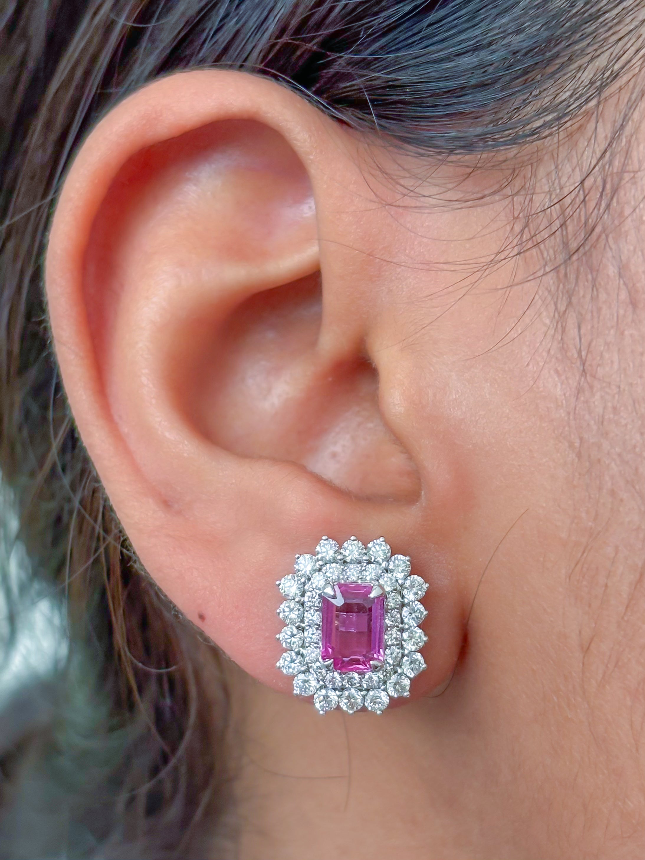 JPERG-3792/10562 Pink Sapphire Diamond Earring | 18K