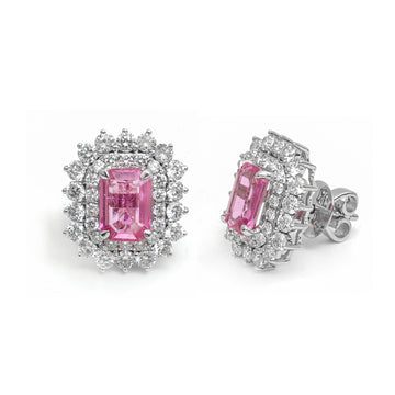 JPERG-3792/10562 Pink Sapphire Diamond Earring | 18K