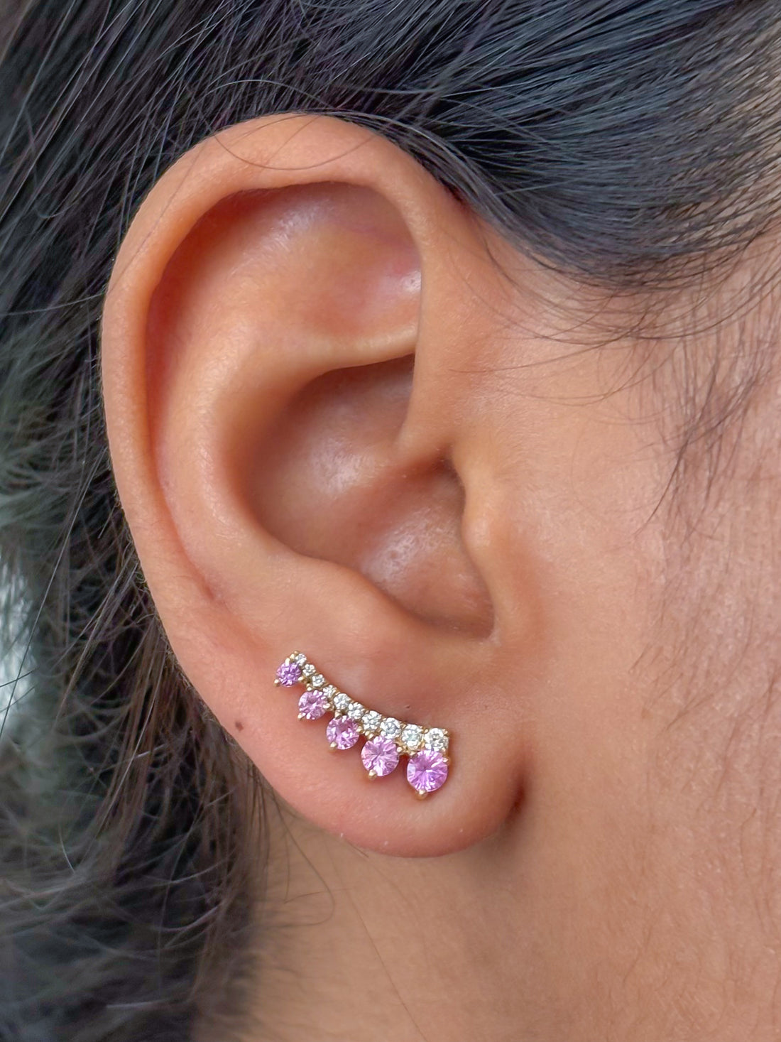 JPERG-3793/10563 Pink Sapphire Diamond Earring | 18K