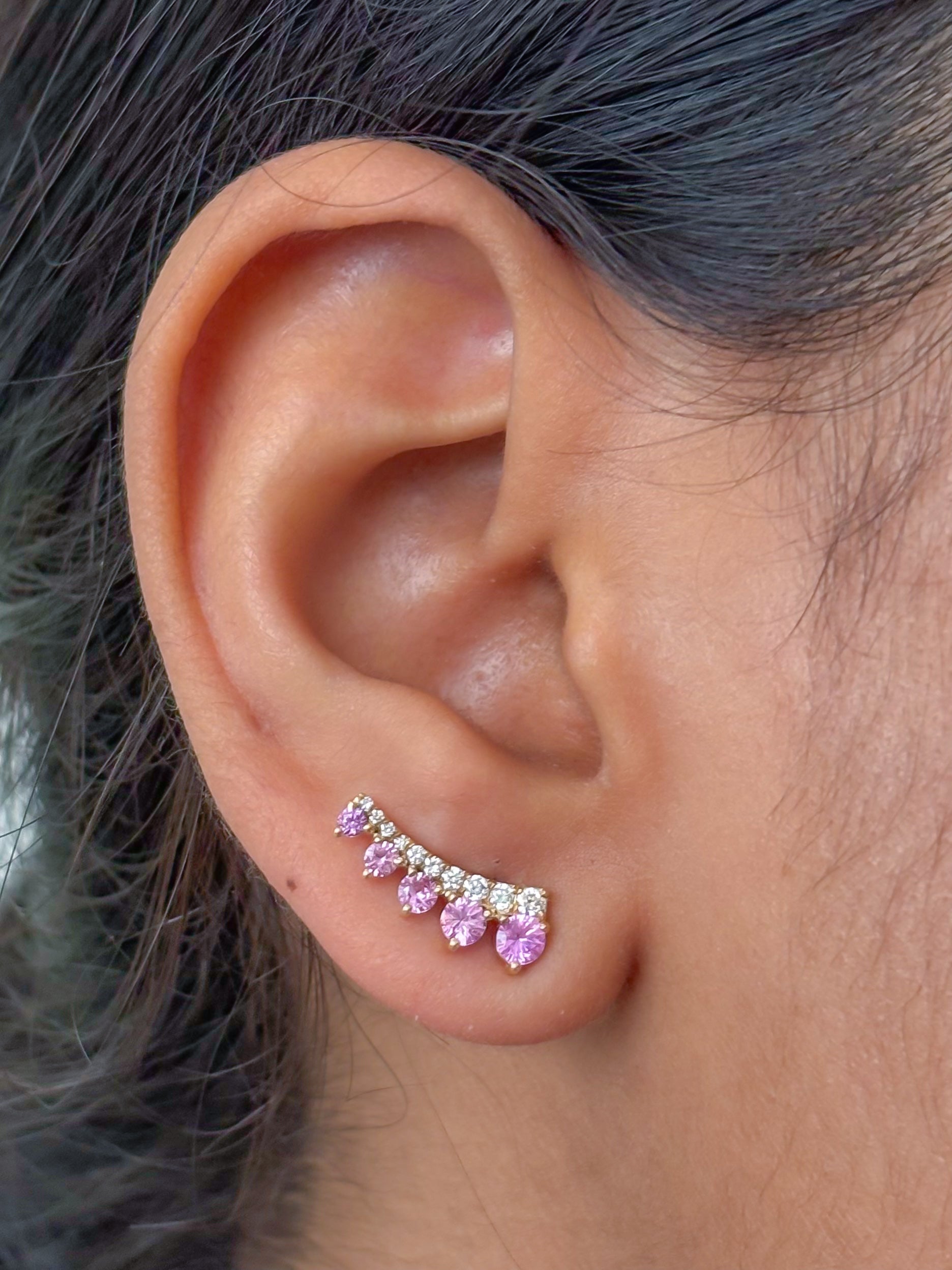 JPERG-3793/10563 Pink Sapphire Diamond Earring | 18K