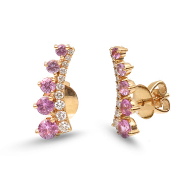 JPERG-3793/10563 Pink Sapphire Diamond Earring | 18K