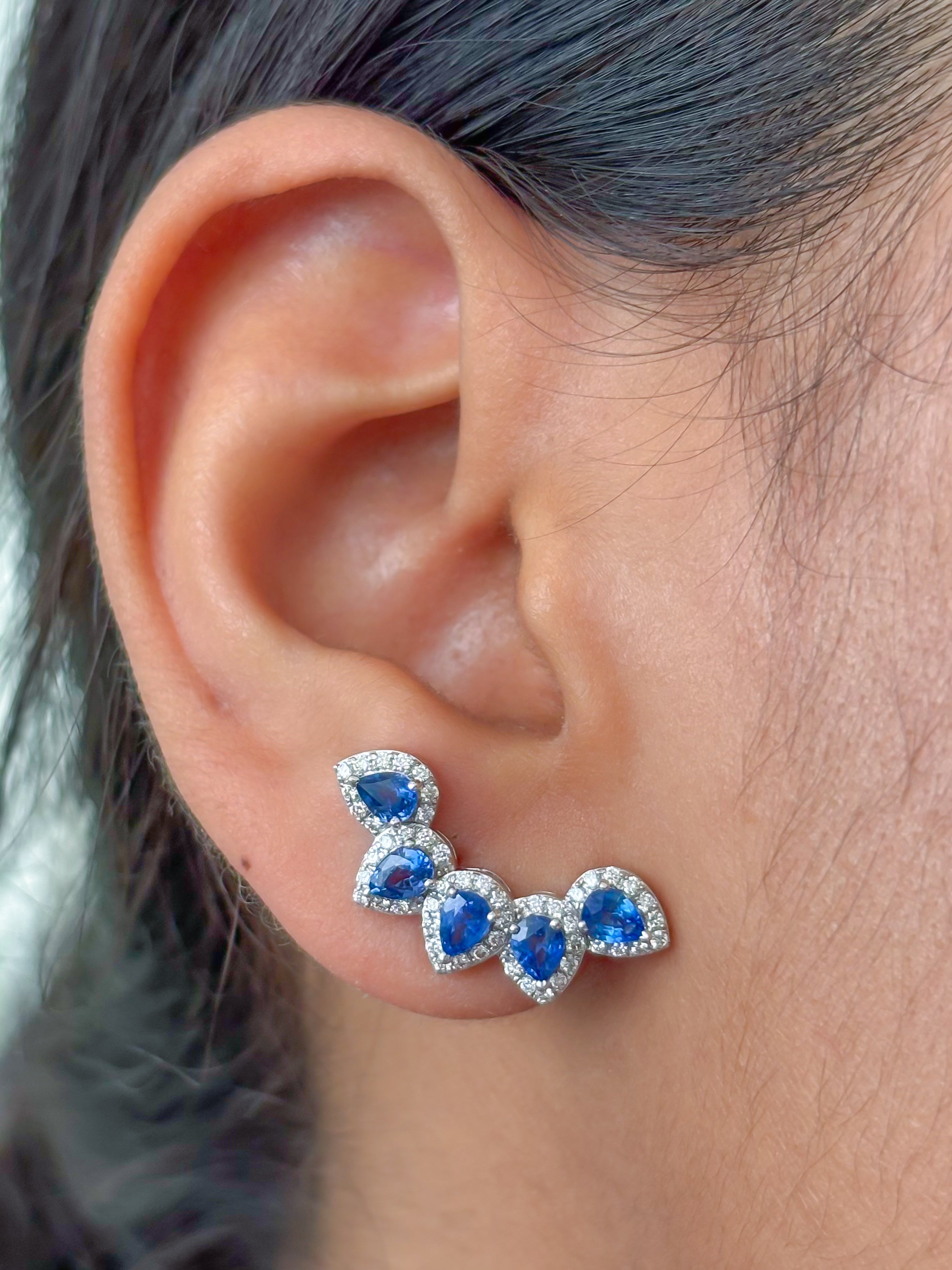 JPERG-3795/10568 Blue Sapphire Diamond Earring | 18K