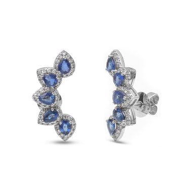 JPERG-3795/10568 Blue Sapphire Diamond Earring | 18K