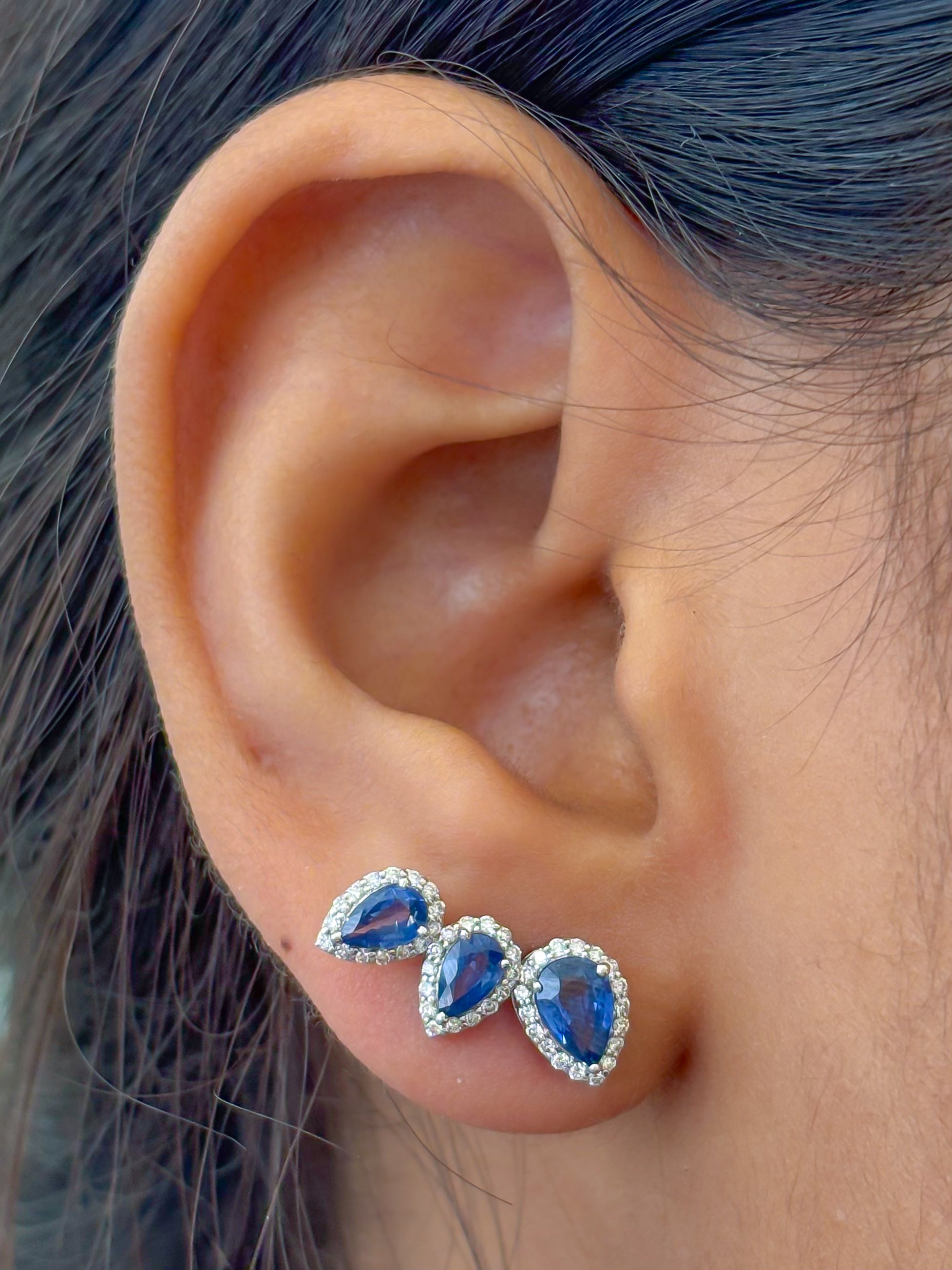 JPERG-3800/10579 Blue Sapphire Diamond Earring | 18K