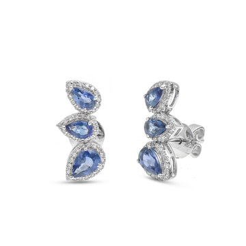JPERG-3801/10580 Blue Sapphire Diamond Earring | 18K