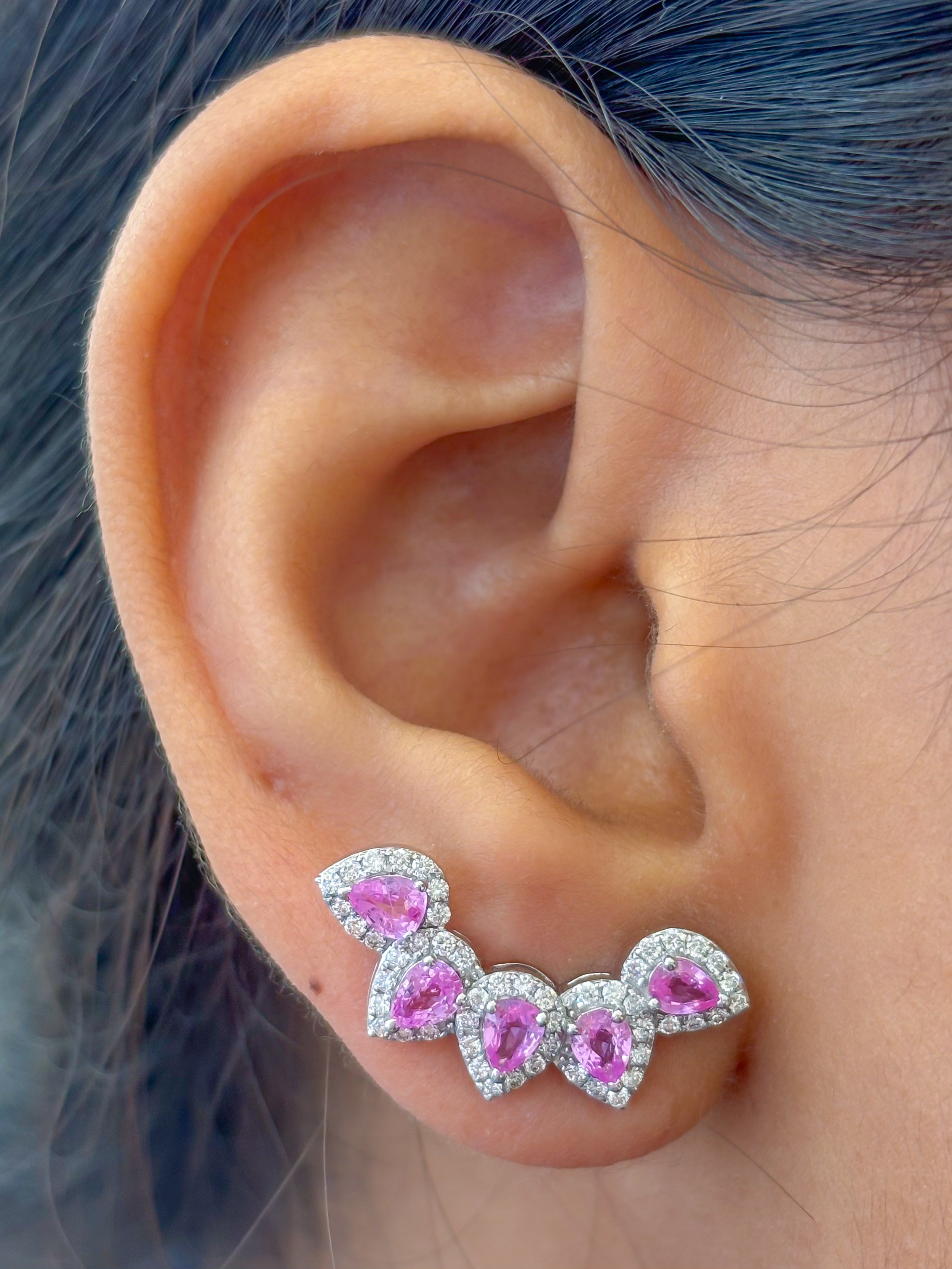 JPERG-3802/10581 Pink Sapphire Diamond Earring | 18K