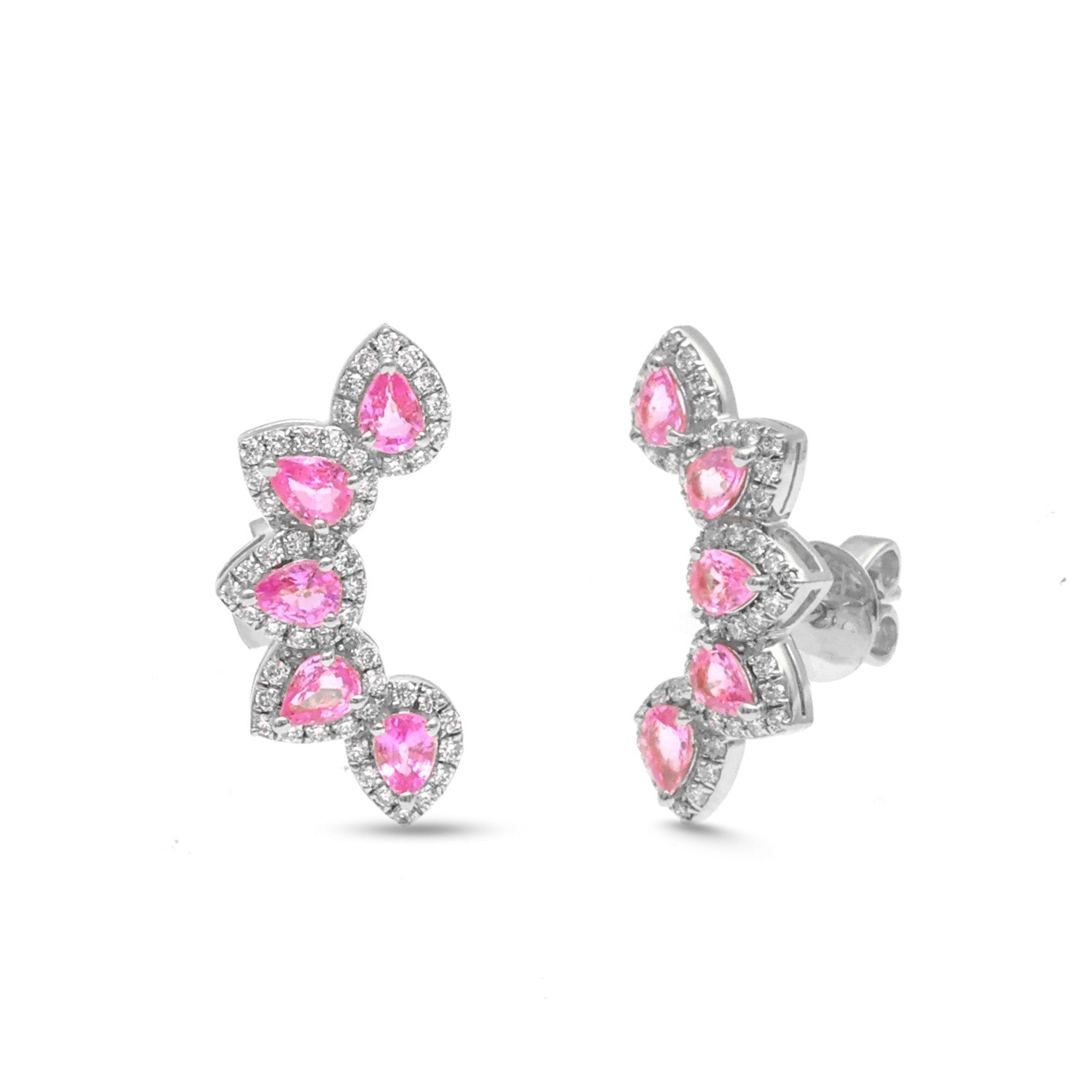 JPERG-3802/10581 Pink Sapphire Diamond Earring | 18K