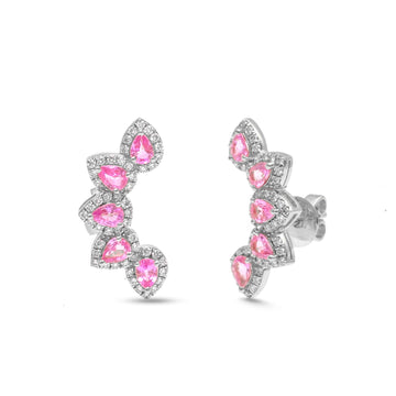 JPERG-3802/10581 Pink Sapphire Diamond Earring | 18K