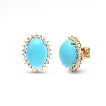 JPERG-3804/10584 Turquoise Diamond Earring | 14K