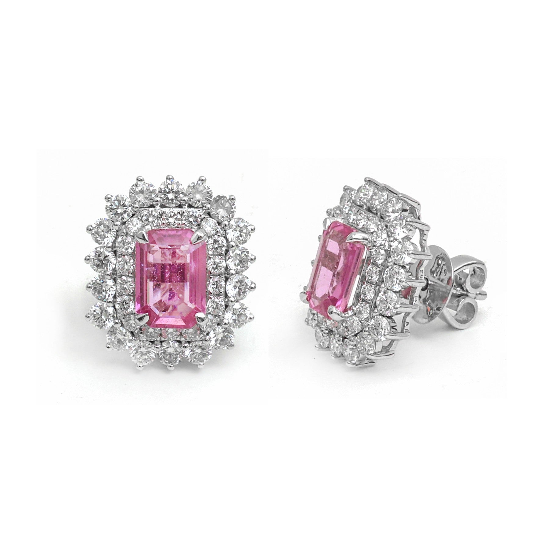 JPERG-3805/10585 Pink Sapphire Diamond Earring | 18K