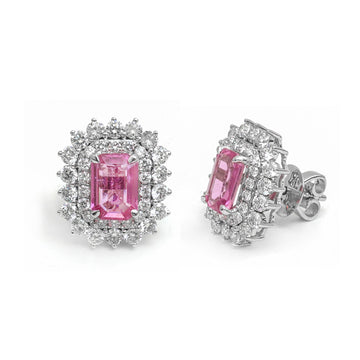 JPERG-3805/10585 Pink Sapphire Diamond Earring | 18K