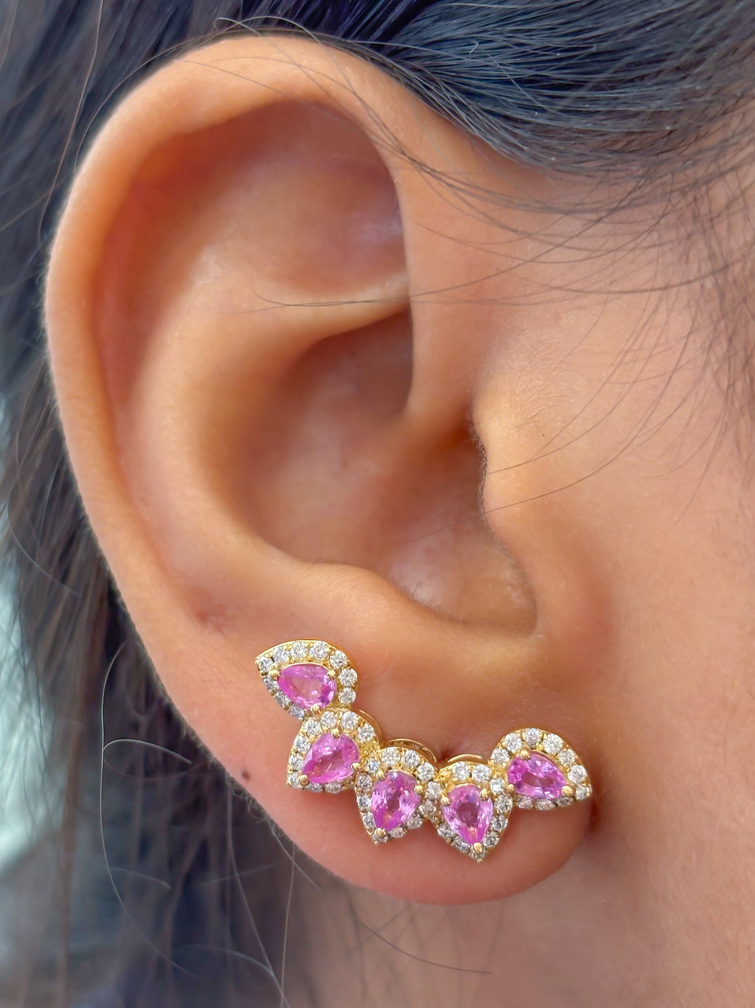 JPERG-3807/10587 Pink Sapphire Diamond Earring | 18K