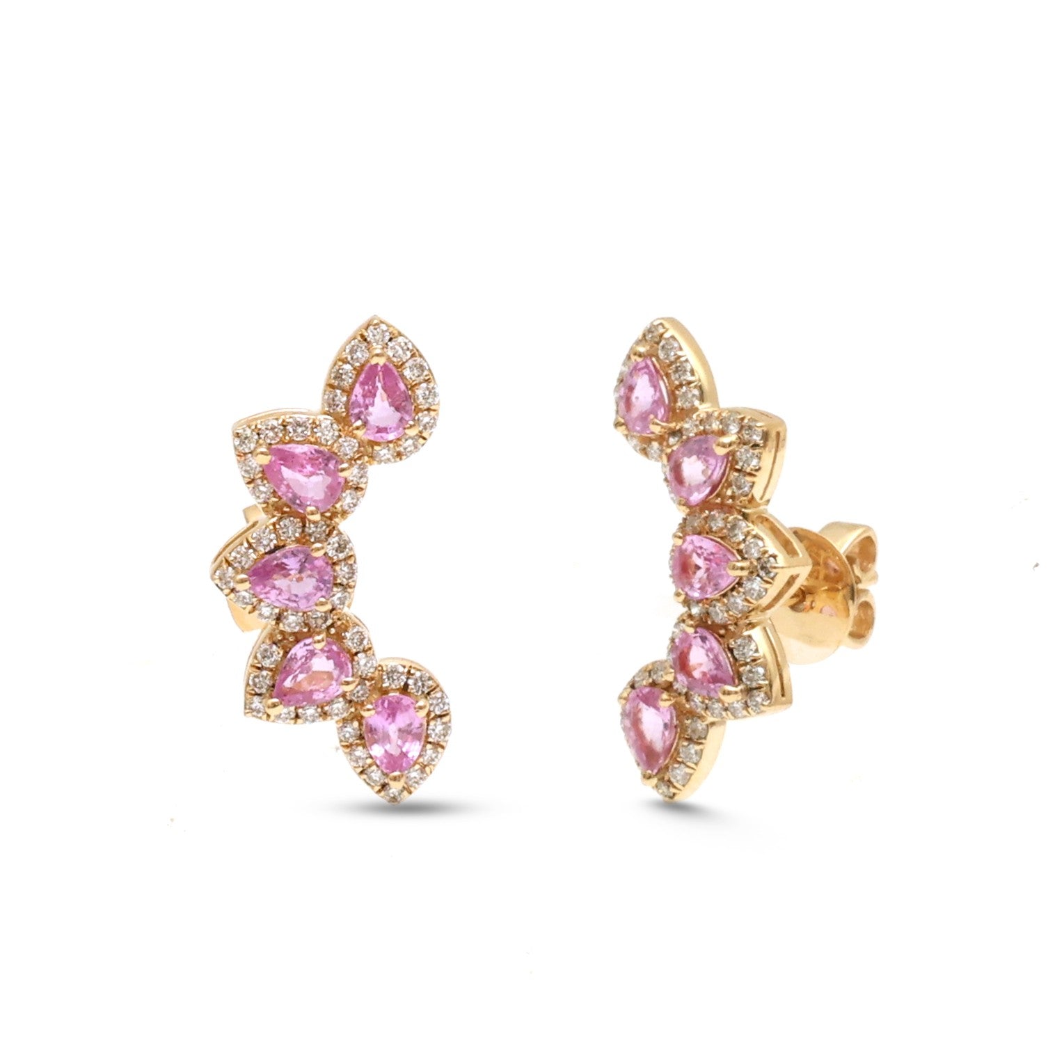 JPERG-3807/10587 Pink Sapphire Diamond Earring | 18K
