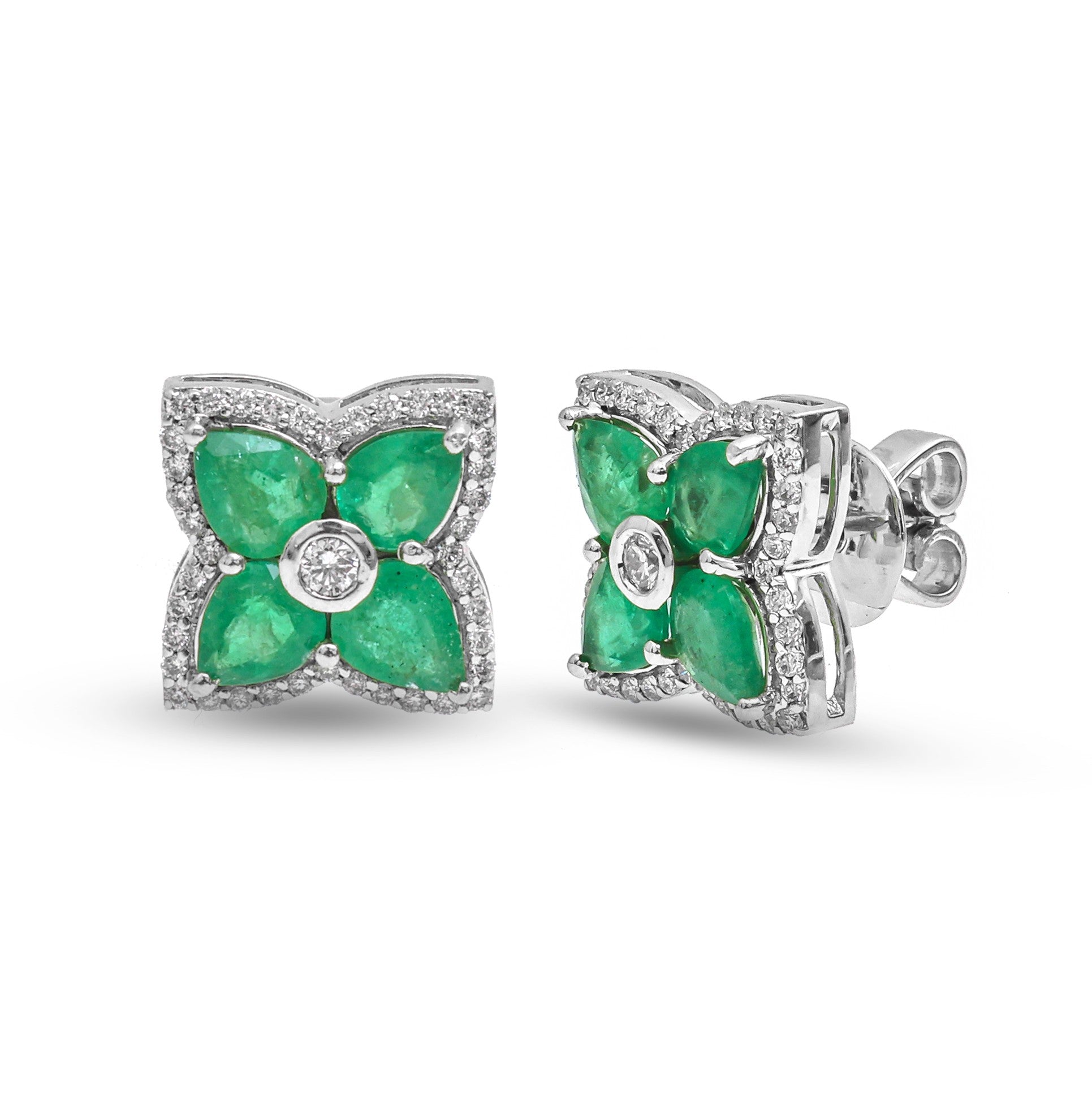 JPERG-3813/10593 Emerald Diamond Earring | 18K