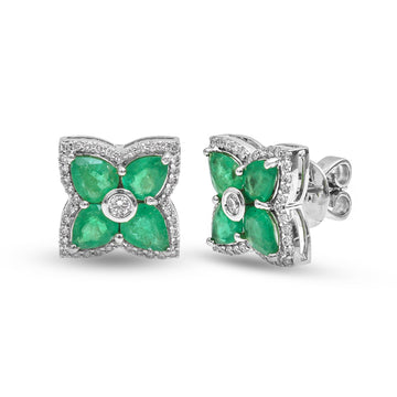 JPERG-3813/10593 Emerald Diamond Earring | 18K