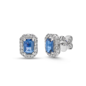 JPERG-3816/10606 Blue Sapphire Diamond Earring | 14K