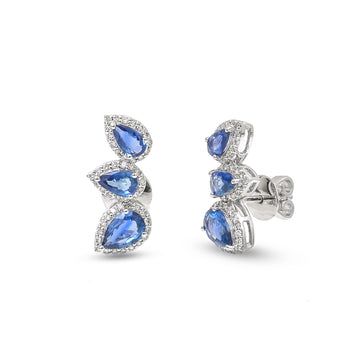 JPERG-3817/10607 Blue Sapphire Diamond Earring | 14K
